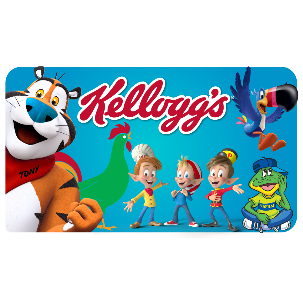 Front of a gift card for The Kellogg's Store.