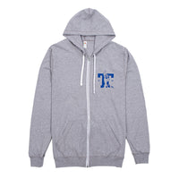 Tony 1952 Unisex Full Zip Hoodie displayed flat, showcasing the lightweight design and iconic Tony the Tiger® logo on the left chest in blue.