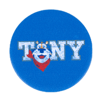 Close-up of the Tony® Pop Socket, showcasing a blue base with Tony the Tiger® and the word “TONY” prominently displayed.