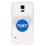 The Tony® Pop Socket attached to the back of a white smartphone, providing a stylish and functional grip.