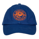 Front view of blue Tony the Tiger® Dad Hat with iconic embroidered badge, perfect for casual wear.