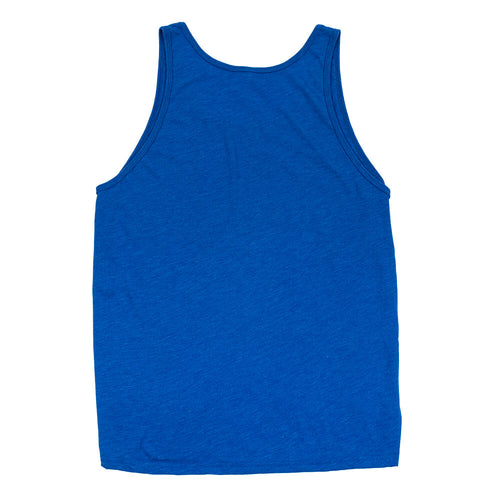 Back view of the Tony the Tiger® Shades Tank Top, showcasing a clean, solid blue design made of premium cotton fabric.