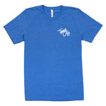 Front view of the Tony the Tiger Signature T-Shirt in blue with Tony's signature logo on the chest.